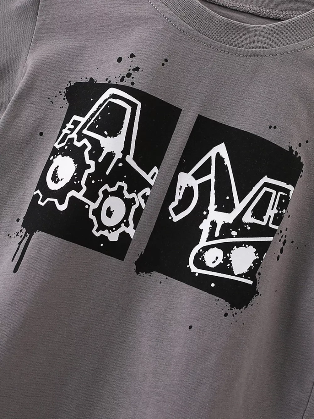 Children's Cartoon Vehicle Graphic Crew Neck Kids T-Shirt, image 3