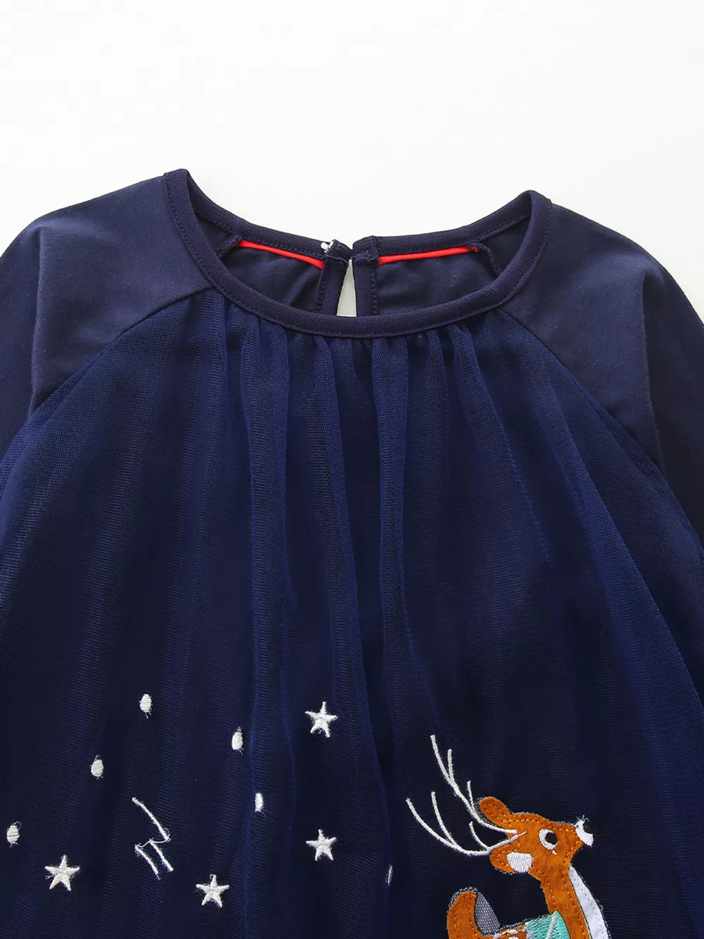 Children's Christmas Santa & Reindeer Embroidered Tulle Dress, image 3