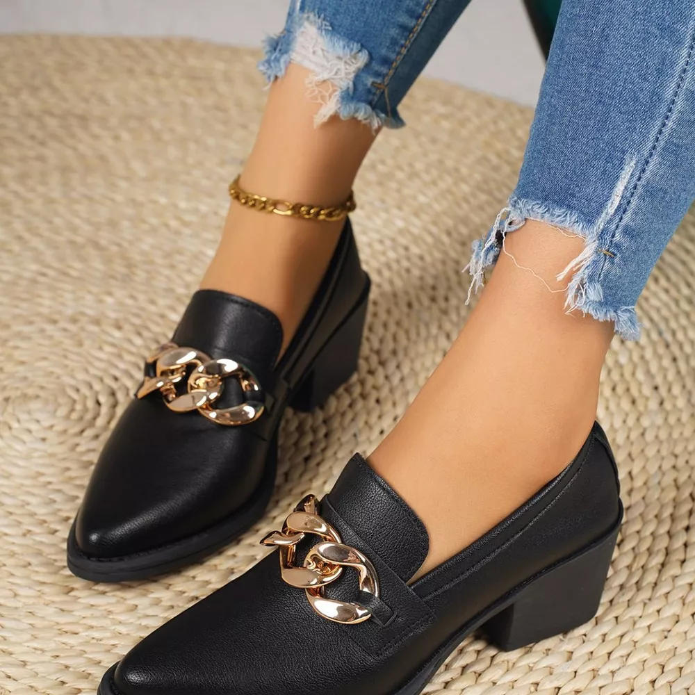Point Toe Block Heels Loafers, image 2