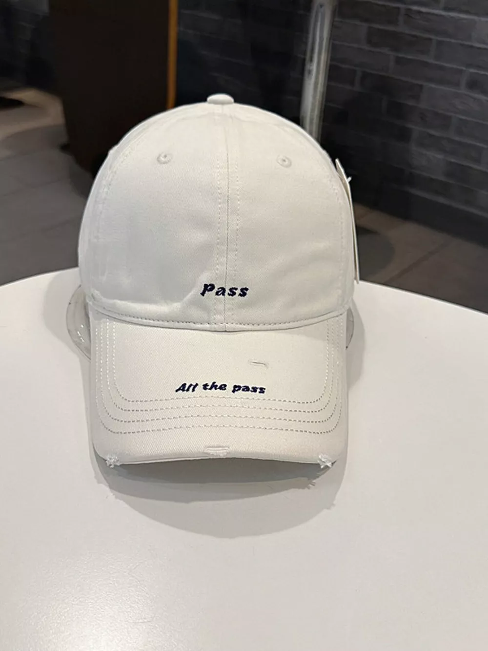 Distressed Baseball Cap with Embroidered Slogan, image 6