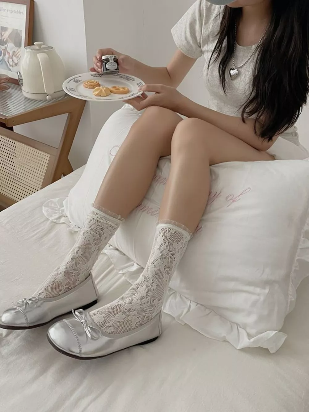Lace Fishnet Mid-Calf Socks, image 7