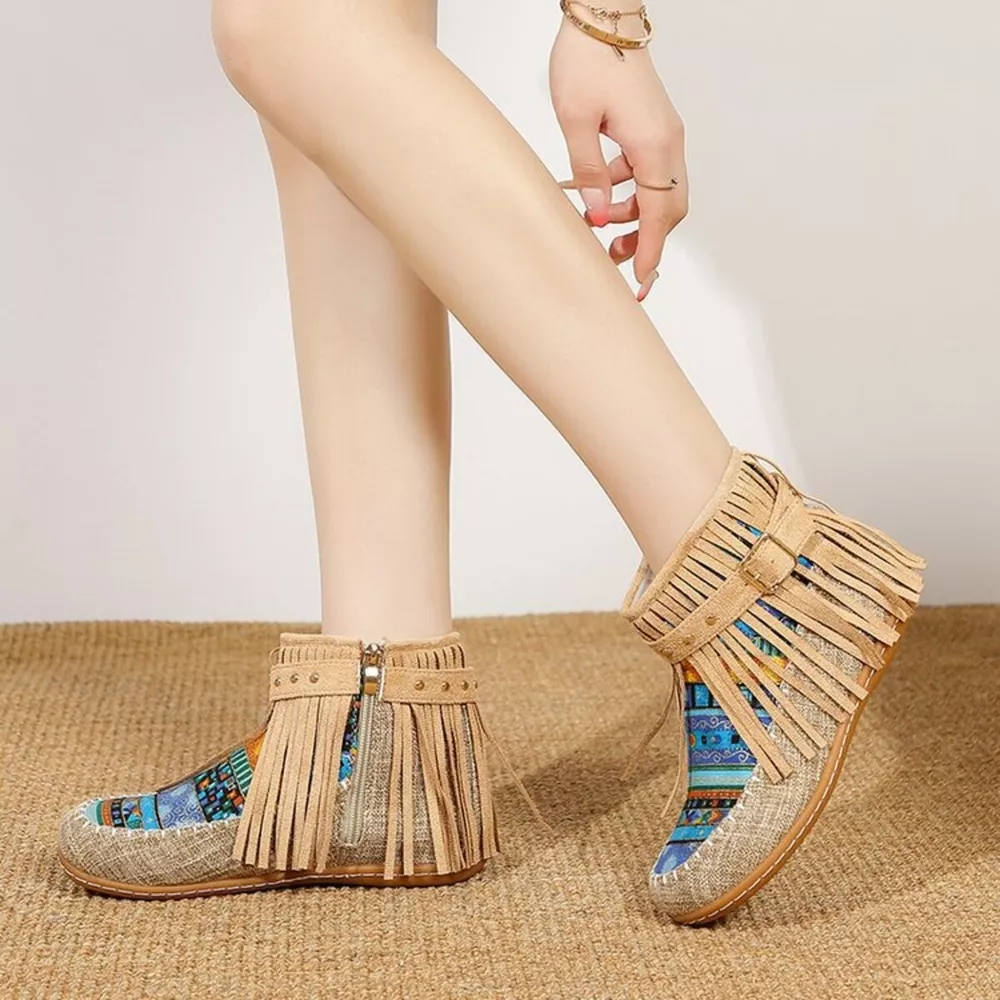 Fringe Side Zipper Ankle Boots, image 3