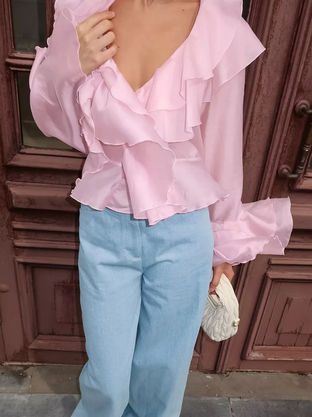Ruffle Trimmed Long Sleeve Blouse, image 5