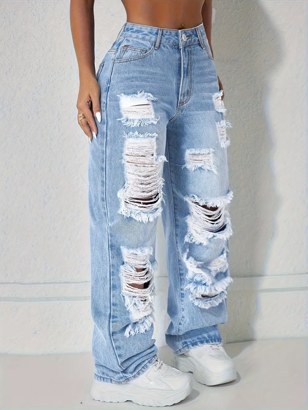 Distressed Wide Leg Jeans, image 8