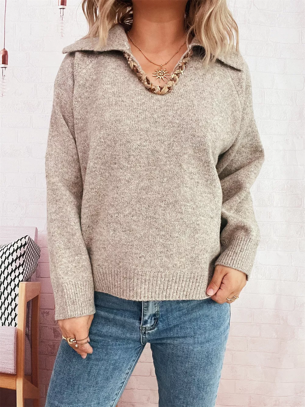 Ribbed Hem Raglan Sleeve Sweater, image 6