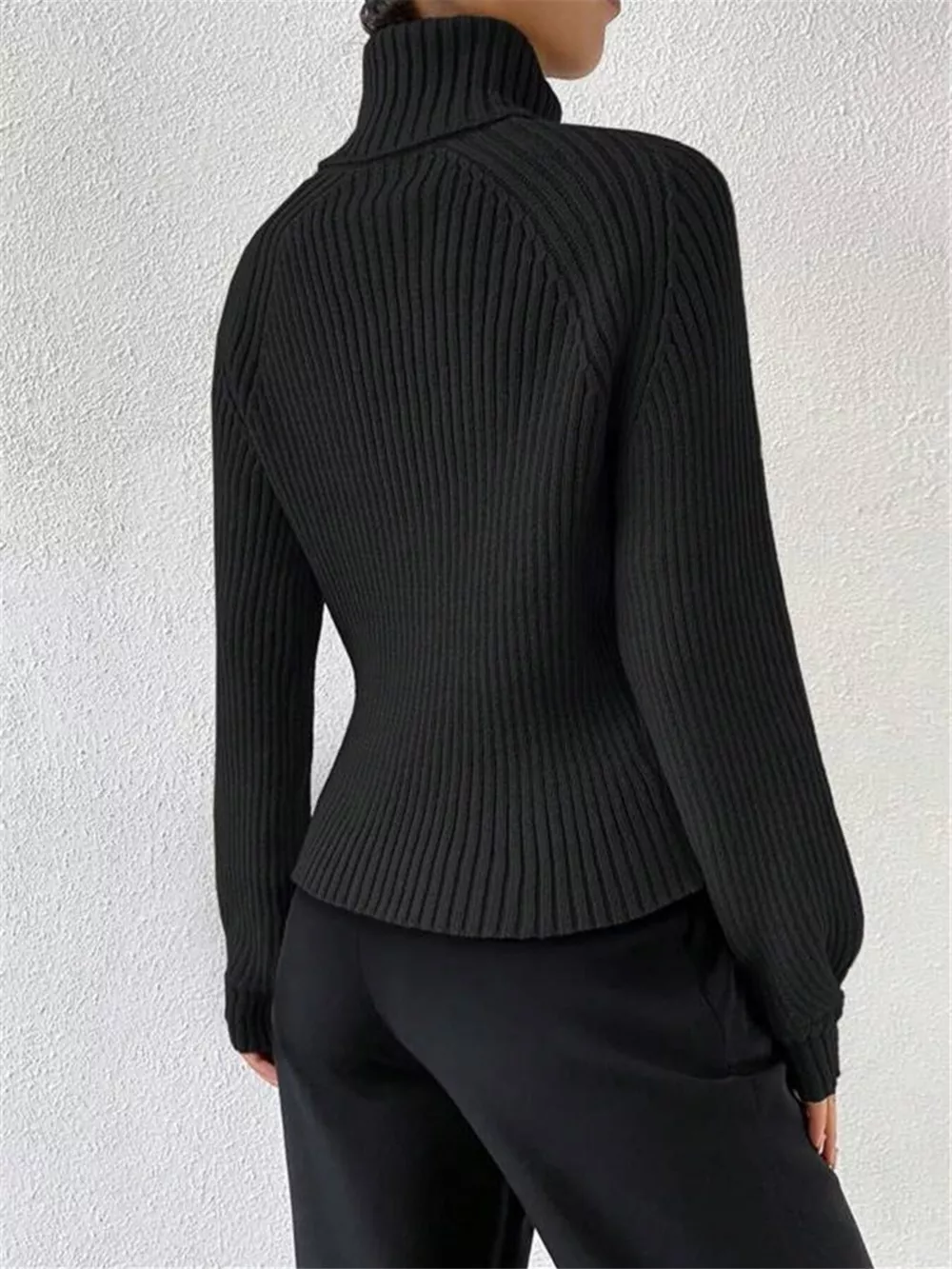 Ribbed Knit Turtleneck Sweater, image 11