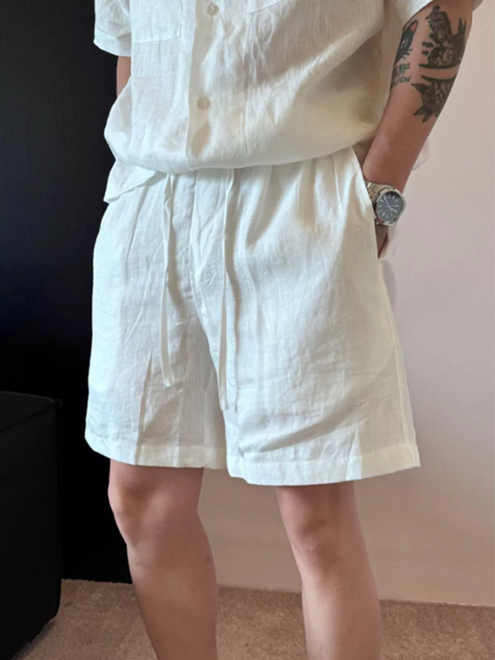 Men's Plus Size Lightweight Linen Blend Shorts, image 2