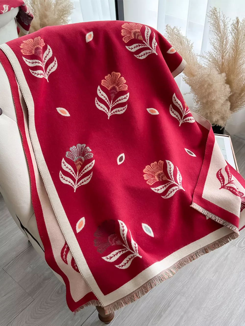 Printed Raw Hem Shawl, image 3