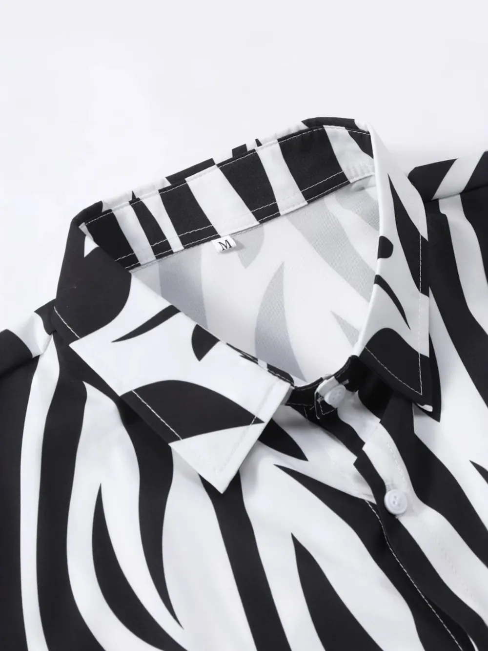 Men's Zebra Print Short Sleeve Shirt and Shorts Set, image 5