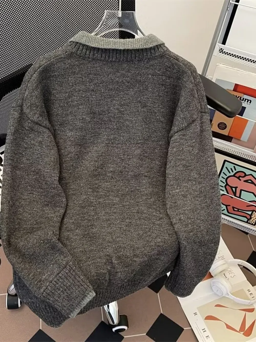 Men's Ribbed Hem Long Sleeve Sweater, image 2
