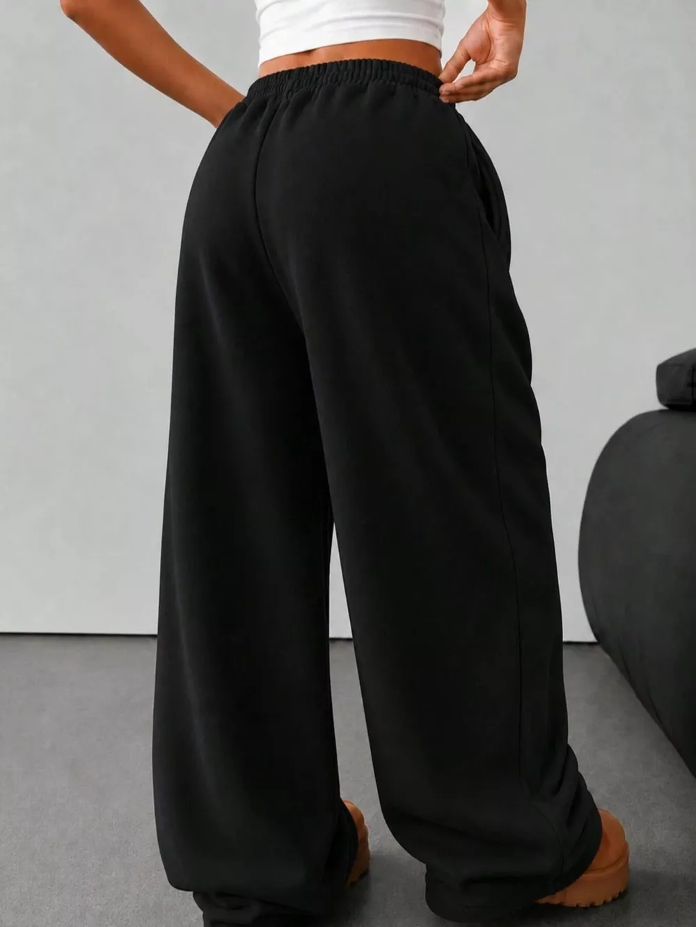 Elastic Waist Wide-Leg Sweatpants, image 7