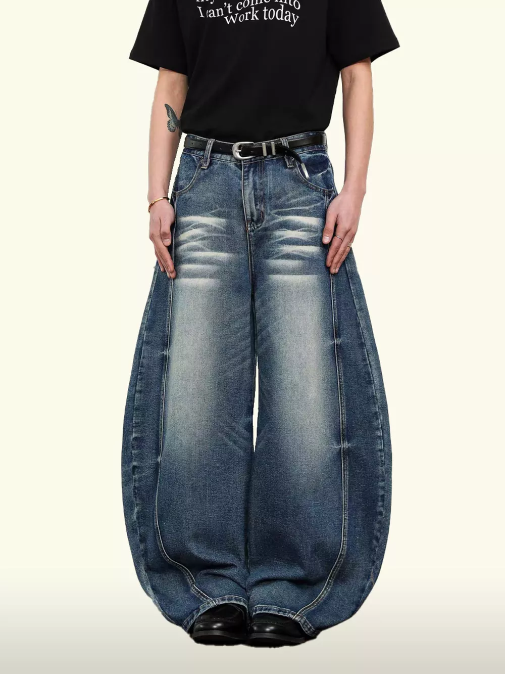 Men's Washed Wide Leg Jeans, image 2