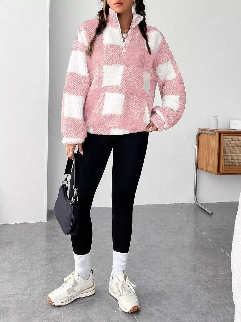 Full Size Plaid Sherpa Long Sleeve Sweatshirt Plus Size, image 18
