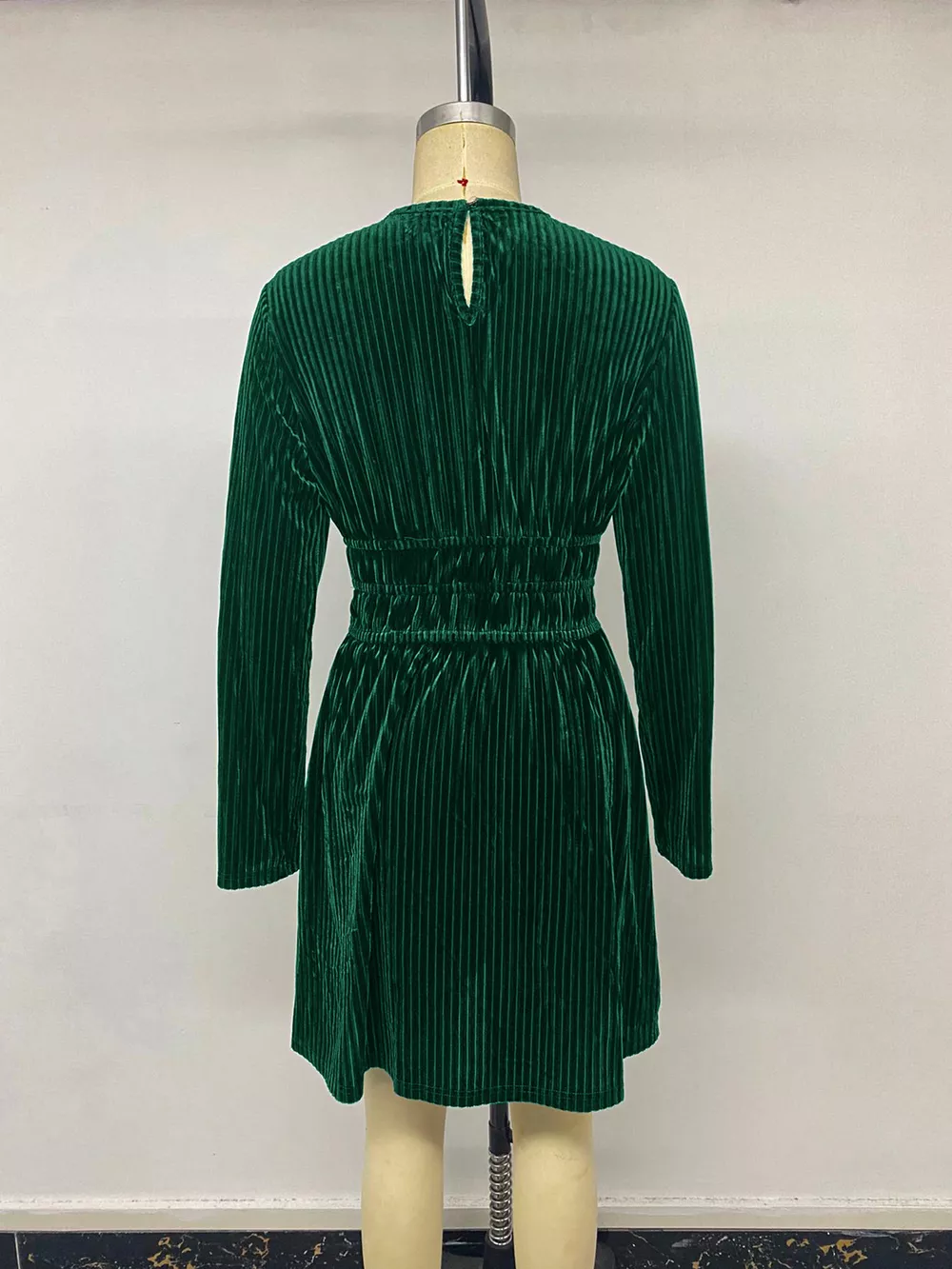 Ribbed Keyhole Long Sleeve Mini Dress, image 9
