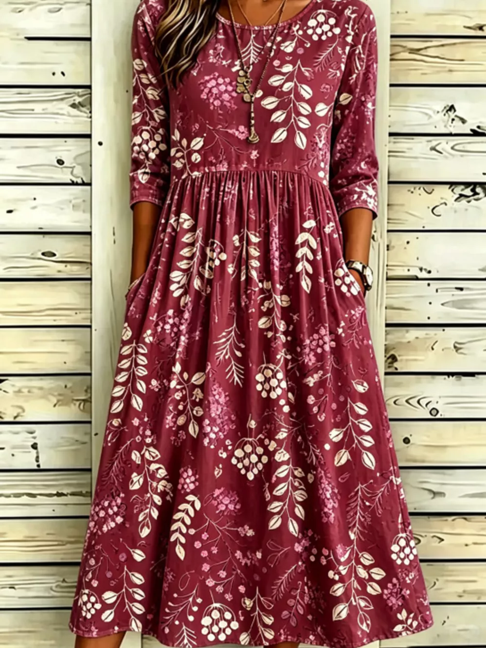 Full Size Printed Midi Dress with Pockets Plus Size, image 9
