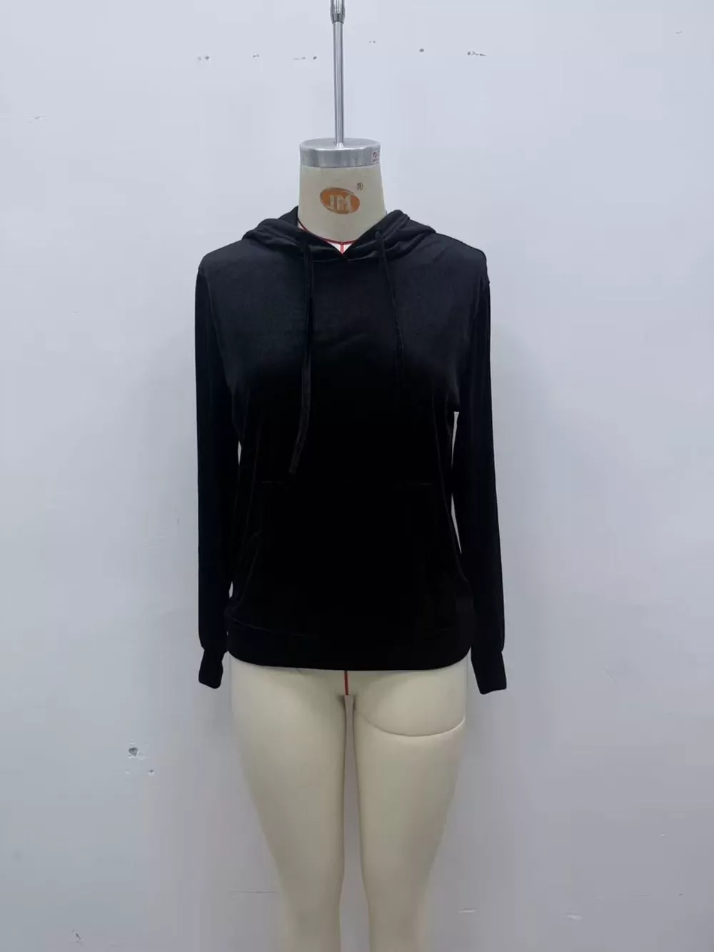 Full Size Velvet Kangaroo Pocket Hoodie Plus Size, image 8