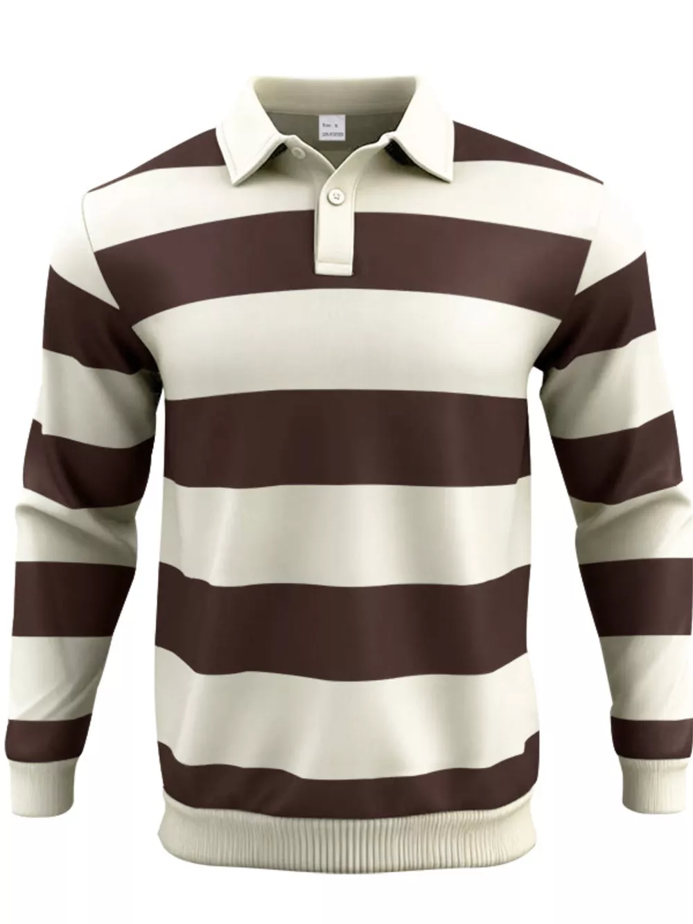 Men's Full Size Classic Striped Long-Sleeve Polo Plus Size