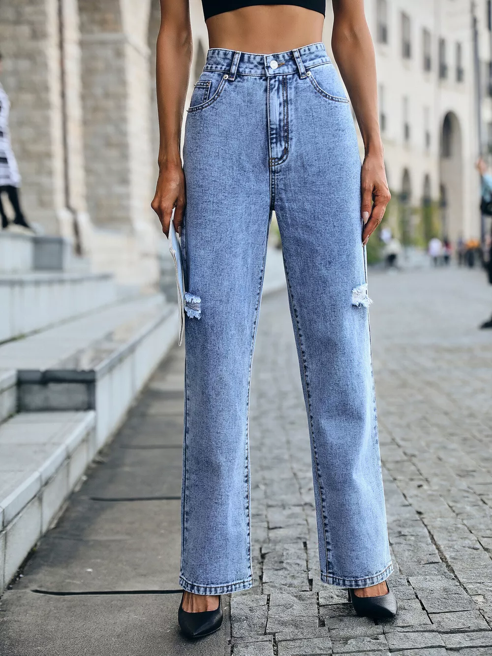 Distressed High Waist Jeans, image 3
