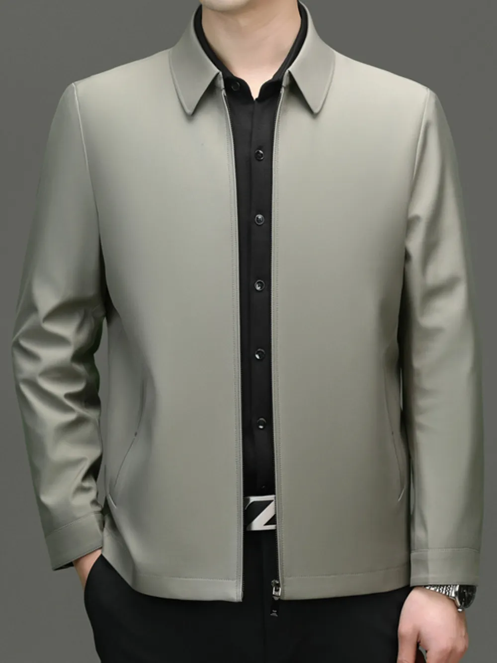 Men's Plus Size Zip Up Long Sleeve Jacket