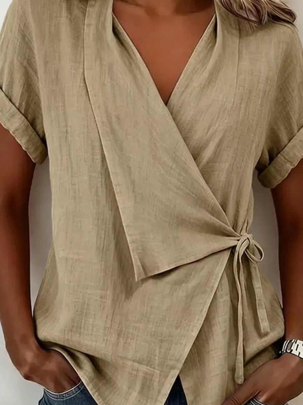 Tie-Side Detail Wrap Top, image 12