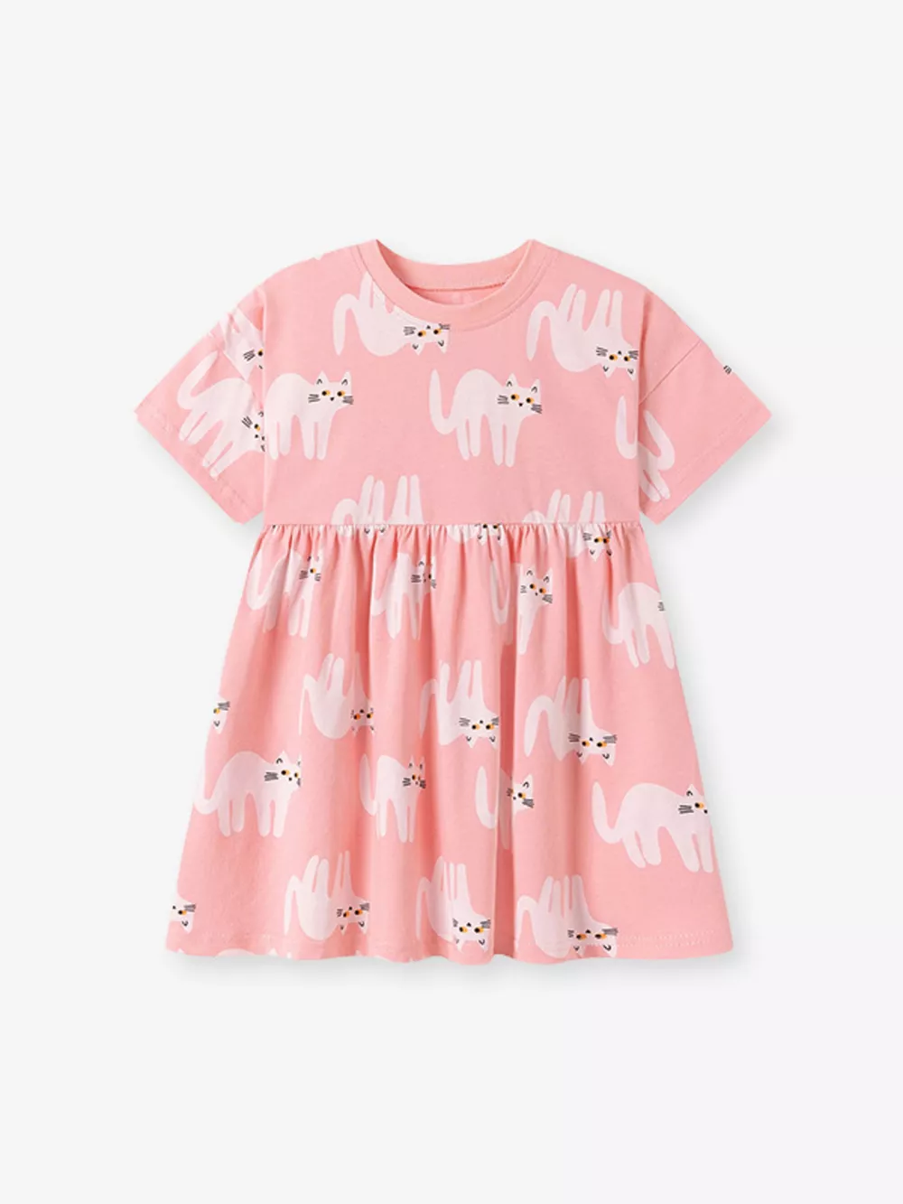 Children's Cat Print Casual Summer Dress, image 3