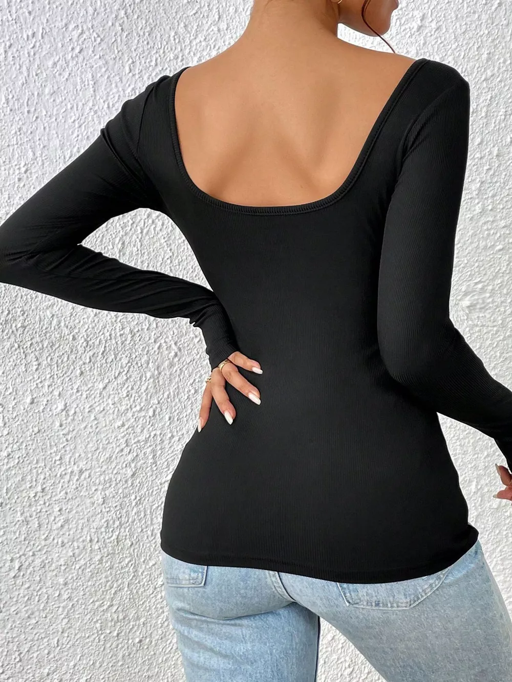 Ribbed Long Sleeve T-Shirt, image 4