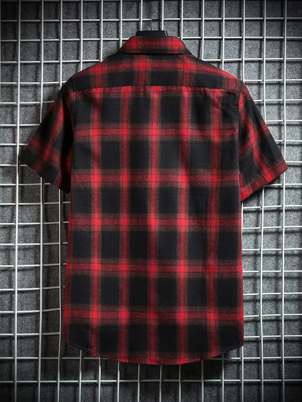 Men's Plus Size Plaid Button Up Short-Sleeve Shirt, image 8