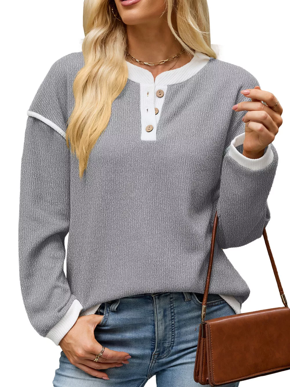 Button Detail Dropped Shoulder T-Shirt, image 25