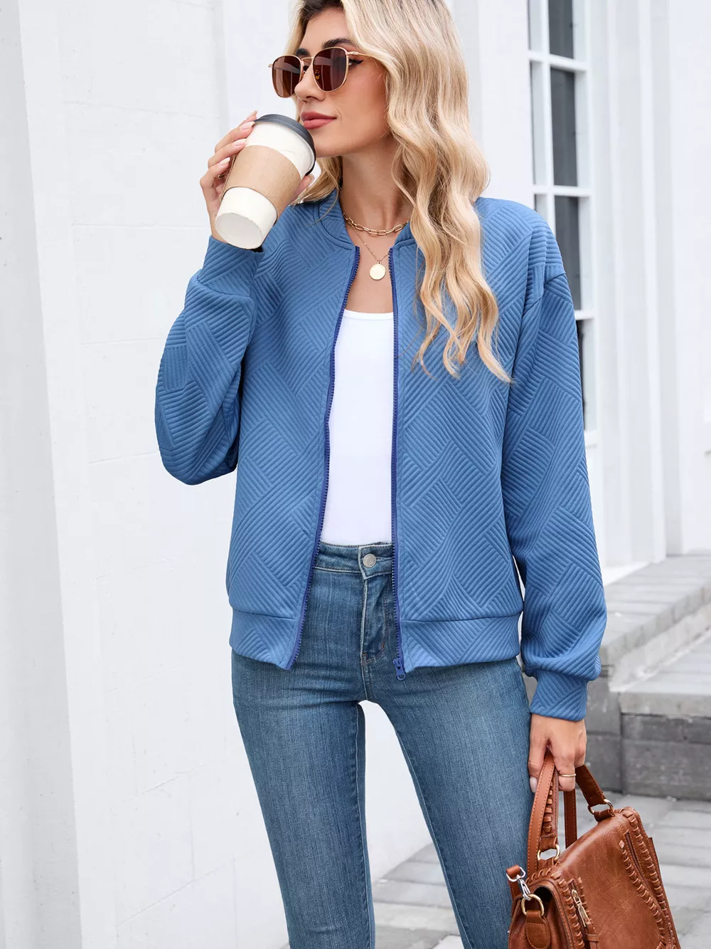 Textured Zip Up Jacket, image 20