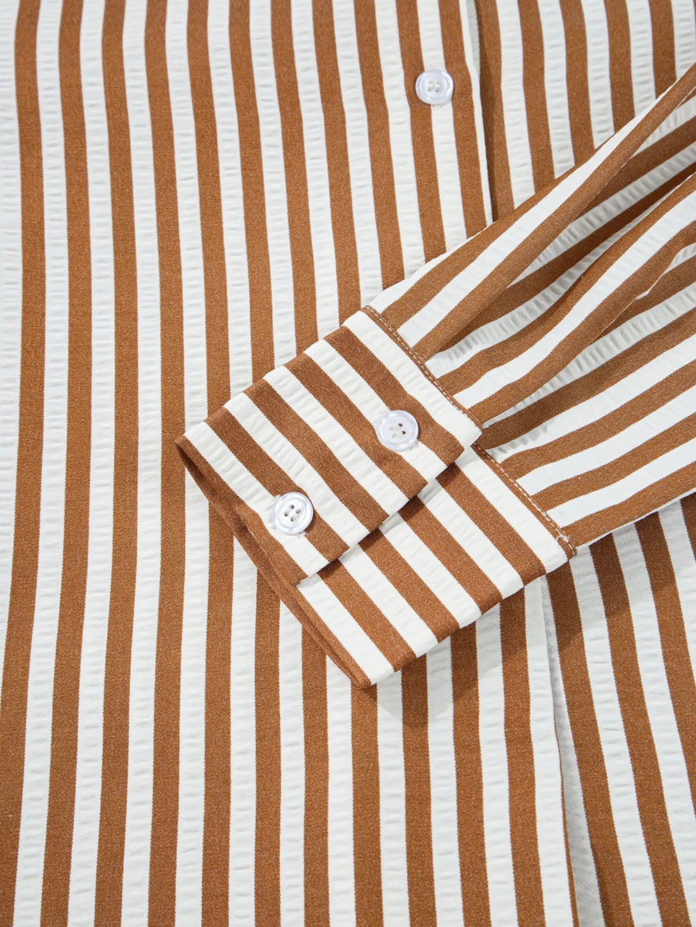 Stripe Ruffled Hem Collared Long Sleeve Shirt Mini Dress, image 9