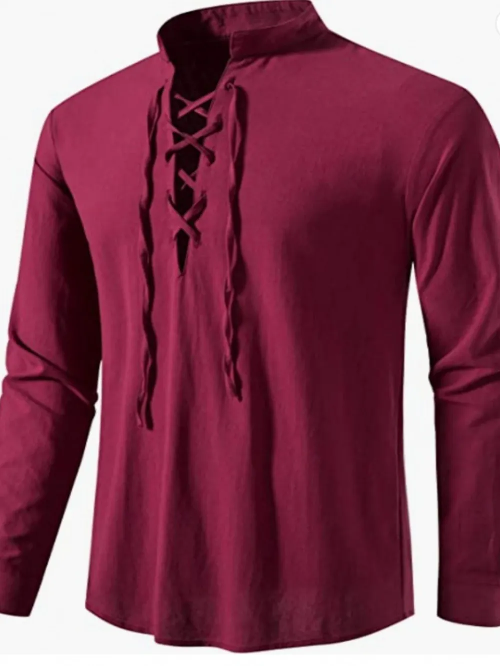 Men's Lace Up Long Sleeve Blouse, image 24