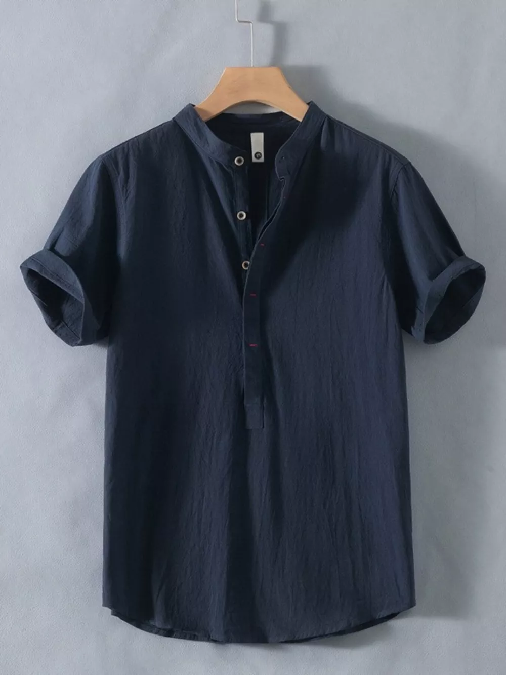 Men's Plus Size Button Detail Short Sleeve Shirt, image 3