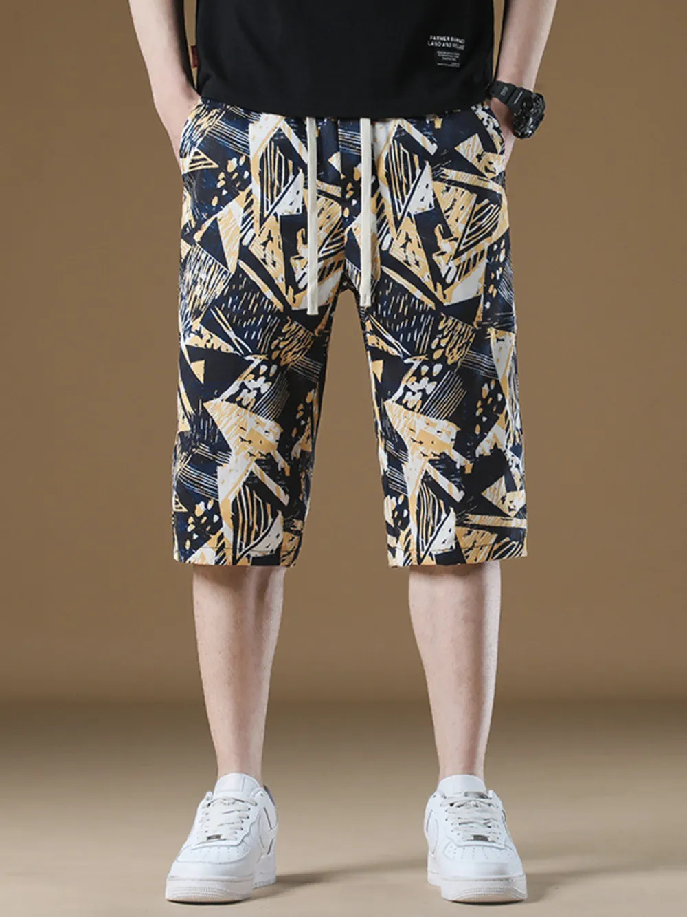 Men's Plus Size Geometric Print Shorts