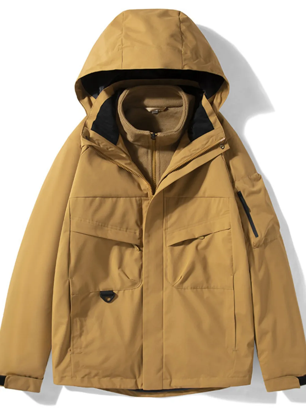 Men's Plus Size Zip Up Long Sleeve Hooded Jacket, image 2