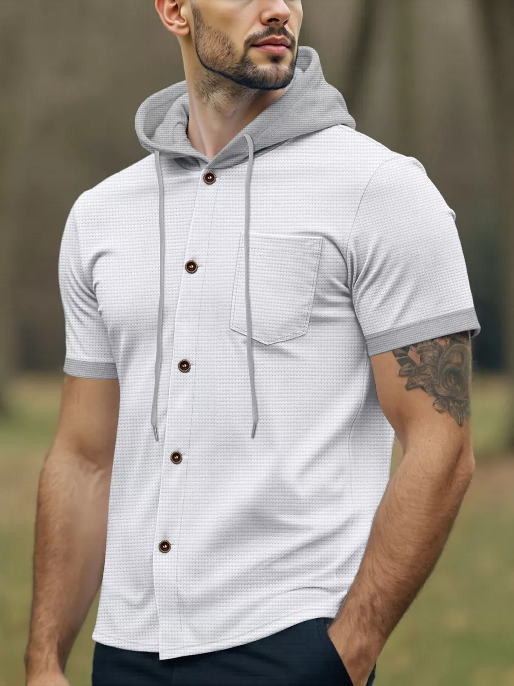 Men's Full Size Casual Hooded Top & Shorts Set Plus Size, image 10