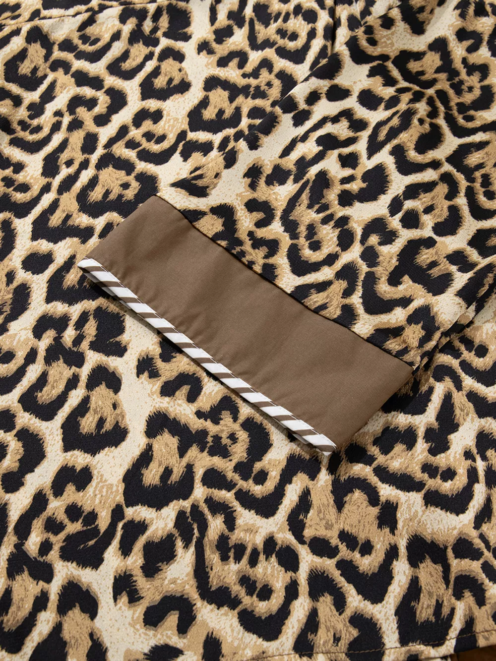 Leopard Collared 3/4 Sleeve Shirt and Loose Pants Two Piece Outfit Set, image 5