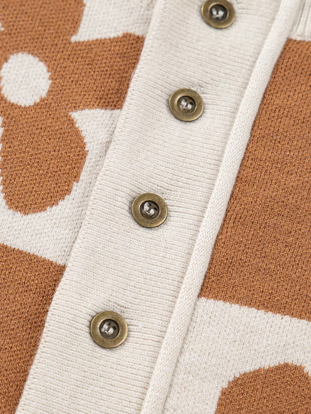 Flower Plaid Henley Baggy Sweater, image 3