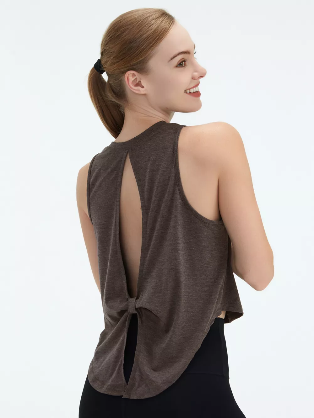 Cutout Back Round Neck Active Tank, image 7