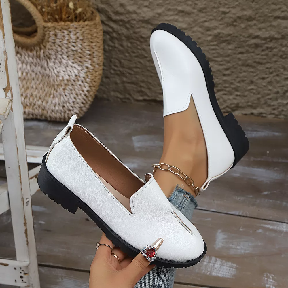 Round Toe Block Heels Loafers, image 9