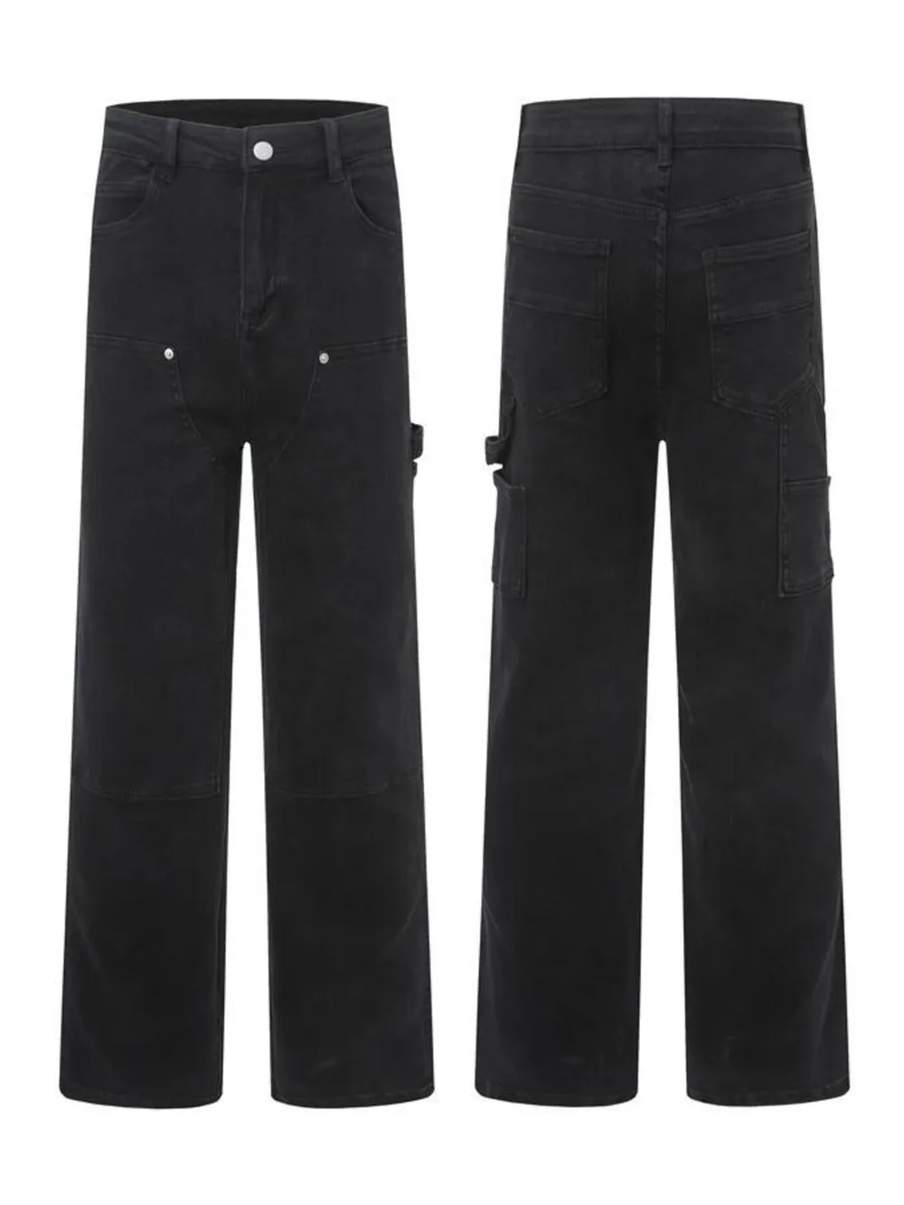 Men's High Waist Straight Leg Cargo Jeans, image 3