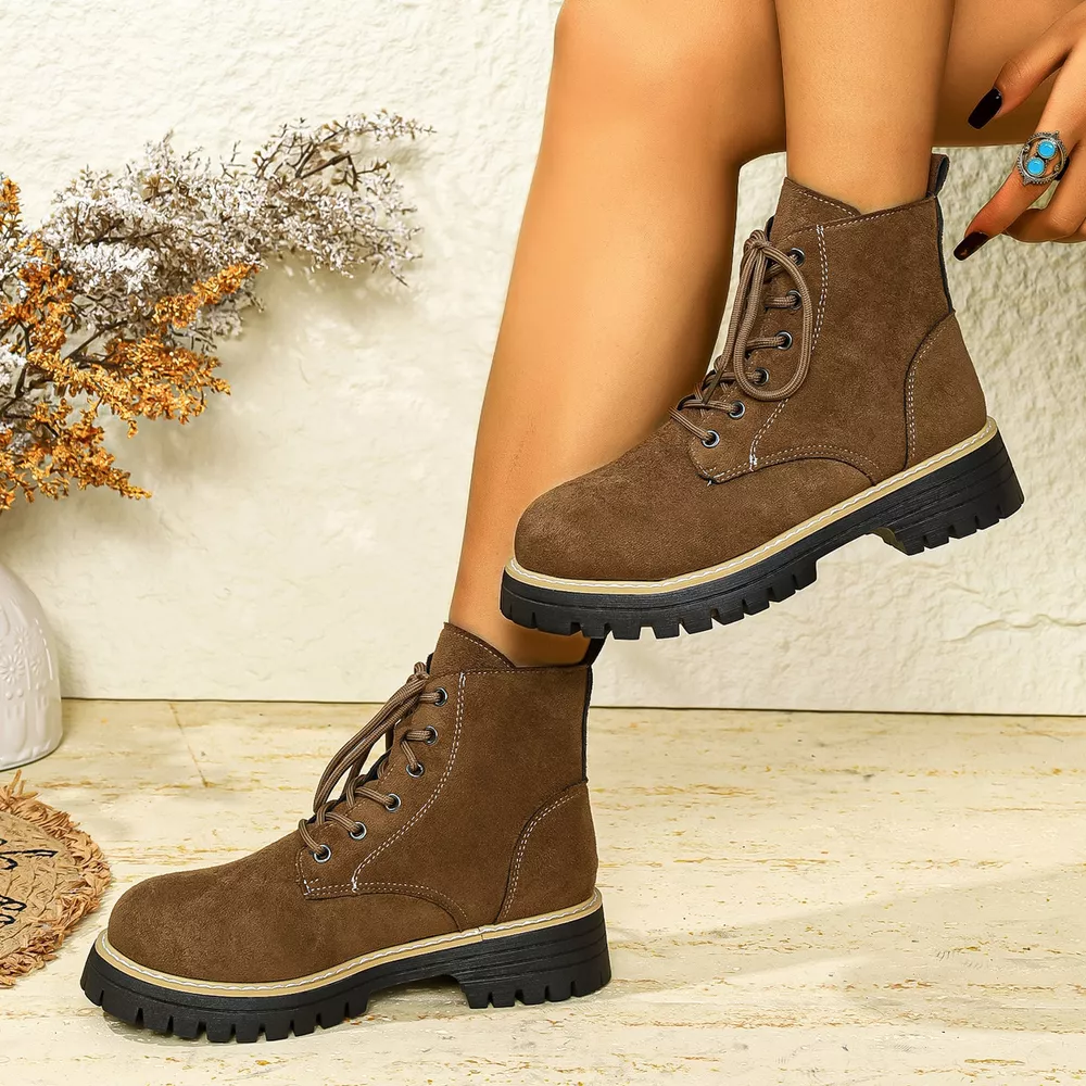 Round Toe Lace Up Boots, image 14