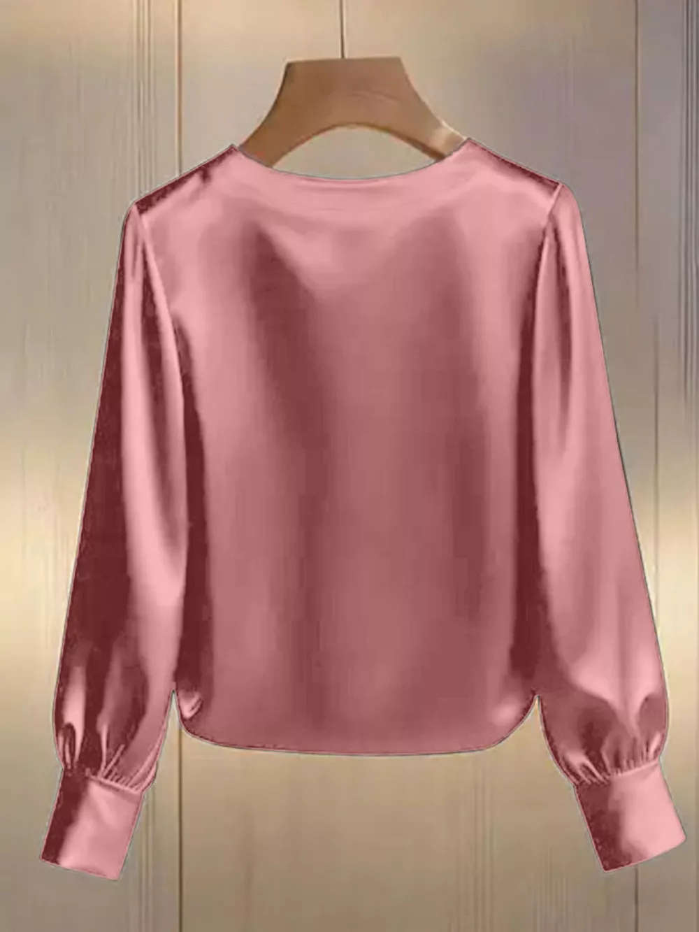 Pearl Trim Round Neck Silk Blouse, image 12