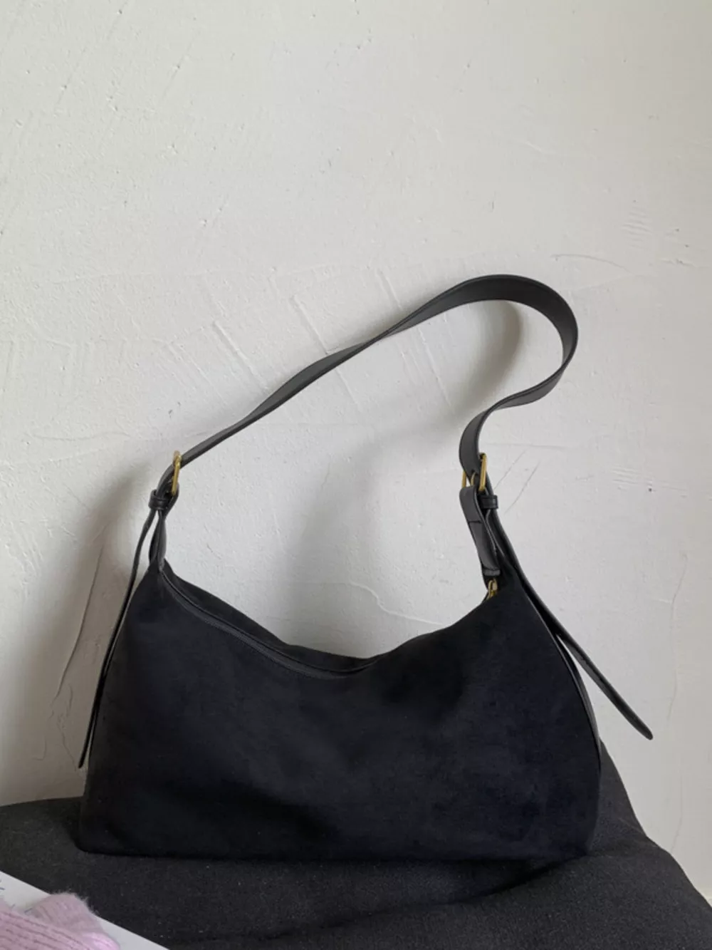 Solid Color Suede Hobo Crossbody Bag, image 10