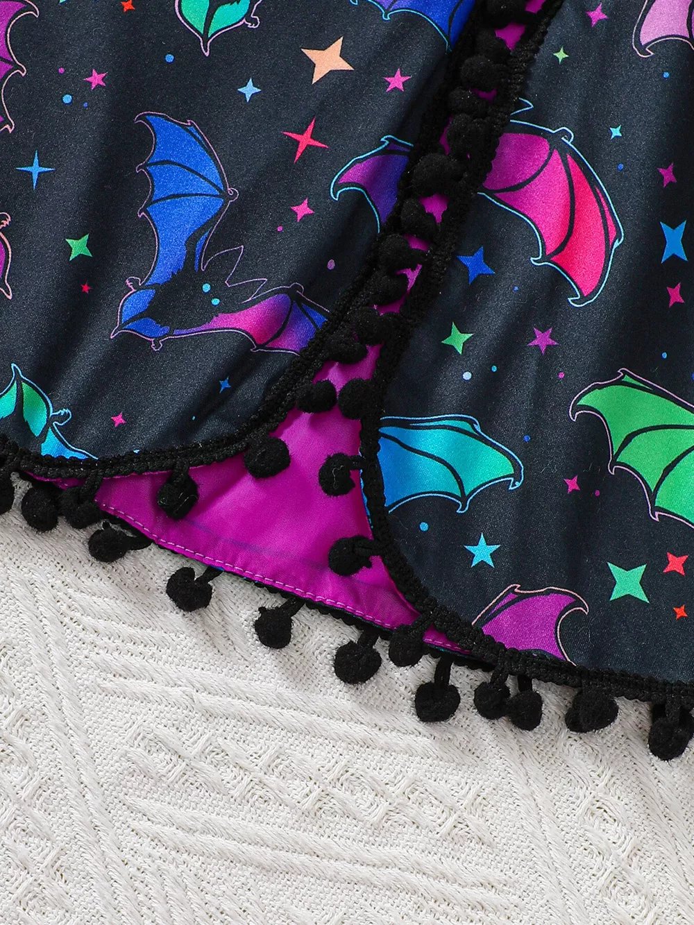 Children's Halloween Bat Print Hooded Cape and Tulle Dress Set, image 8