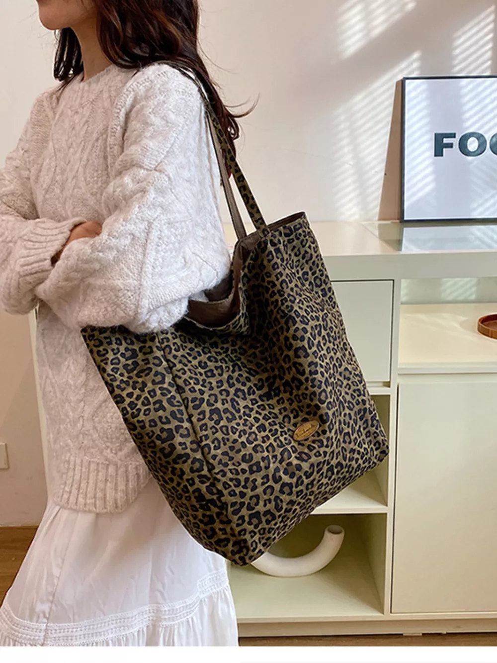 Leopard Print Casual Tote Bag, image 8