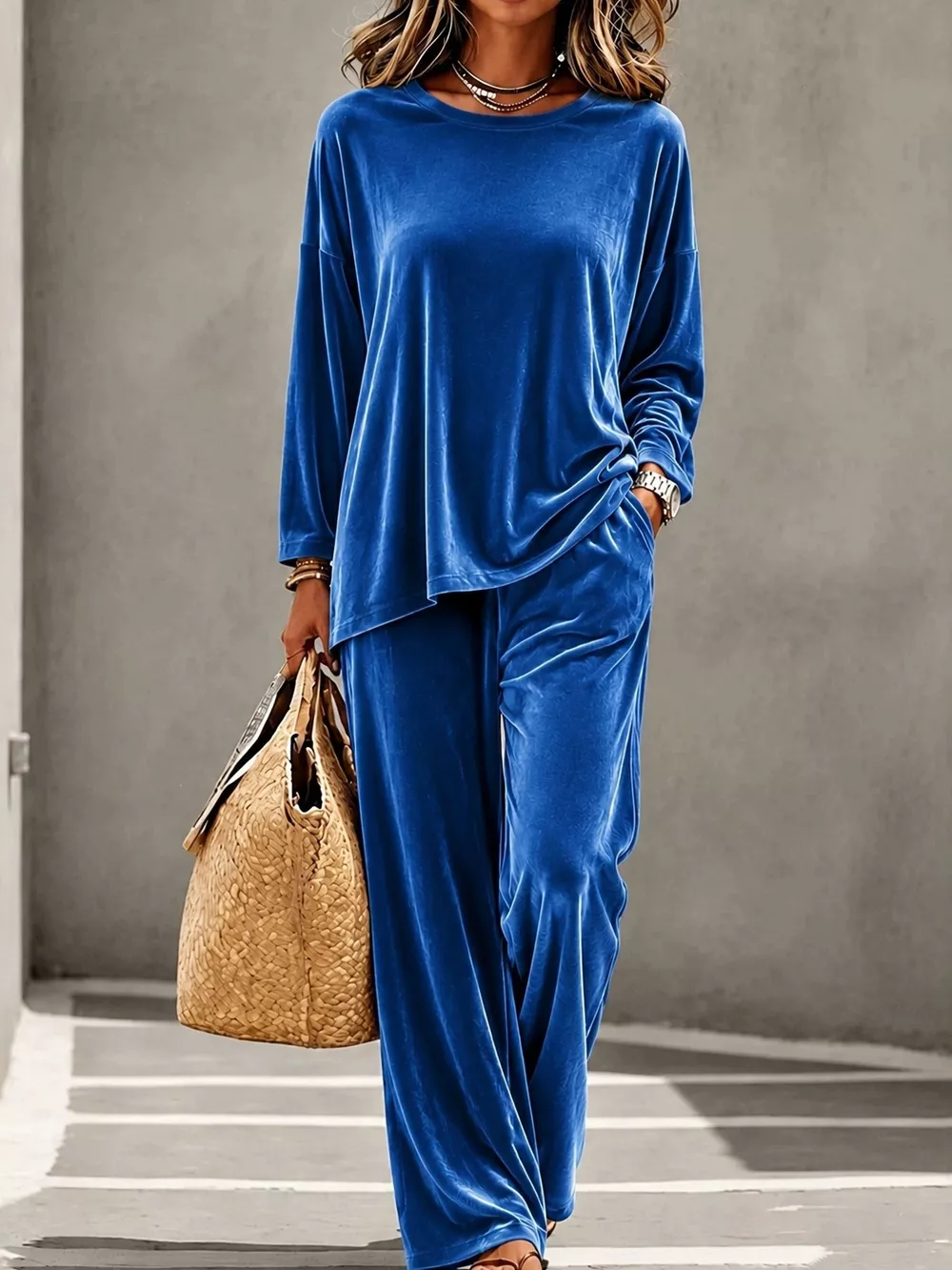 Full Size Velvet Long Sleeve Top and Pants Set Plus Size, image 16