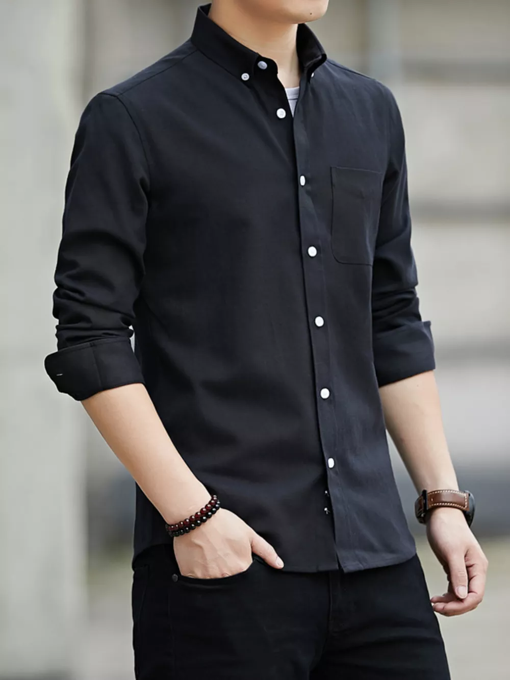 Men's Plus Size Casual Long Sleeve Shirt