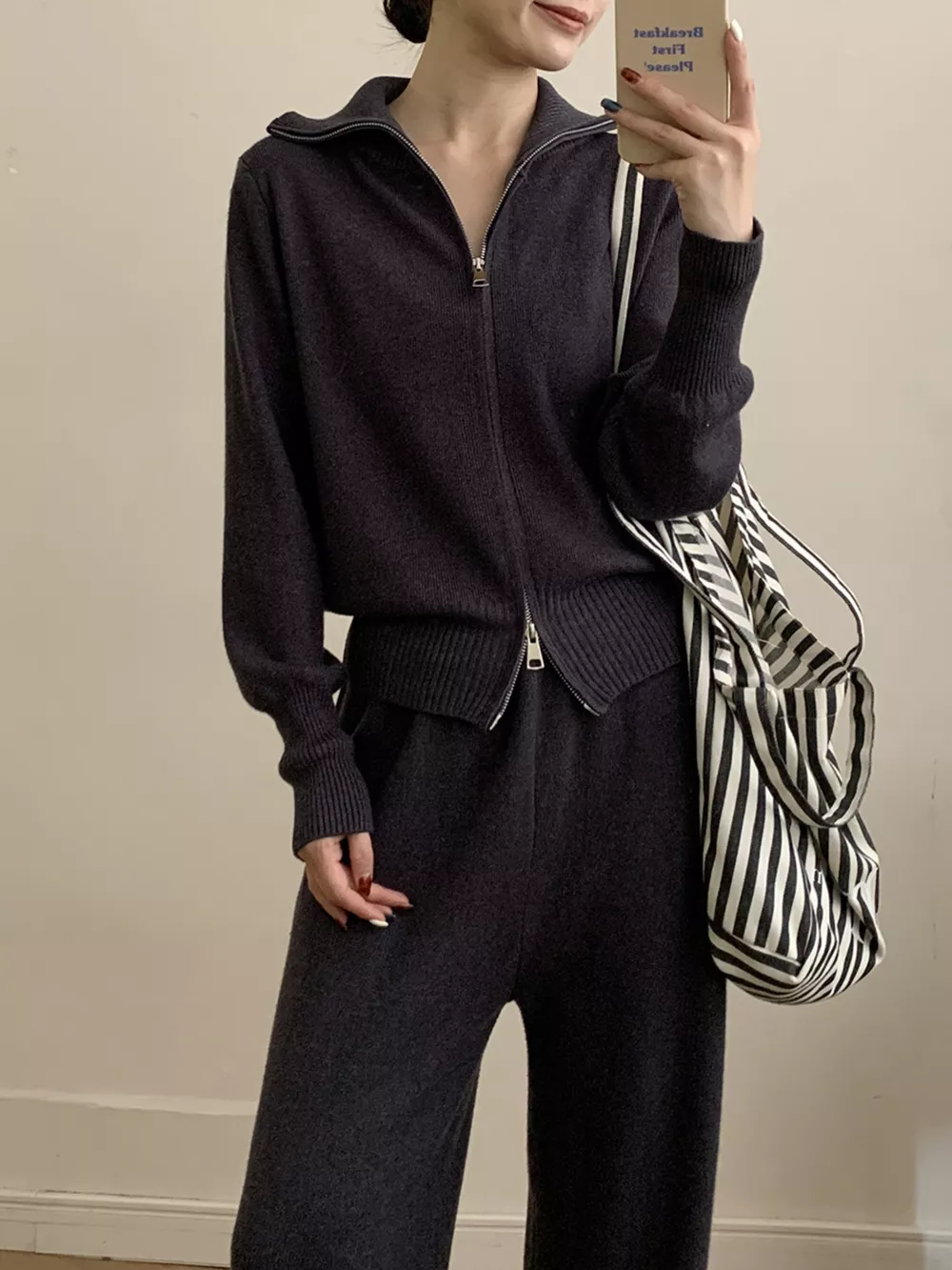 Zip Up Outerwear and Wide Leg Pants Set, image 4