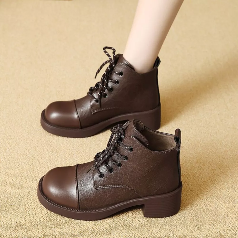 Round Toe Block Heels Boots, image 4