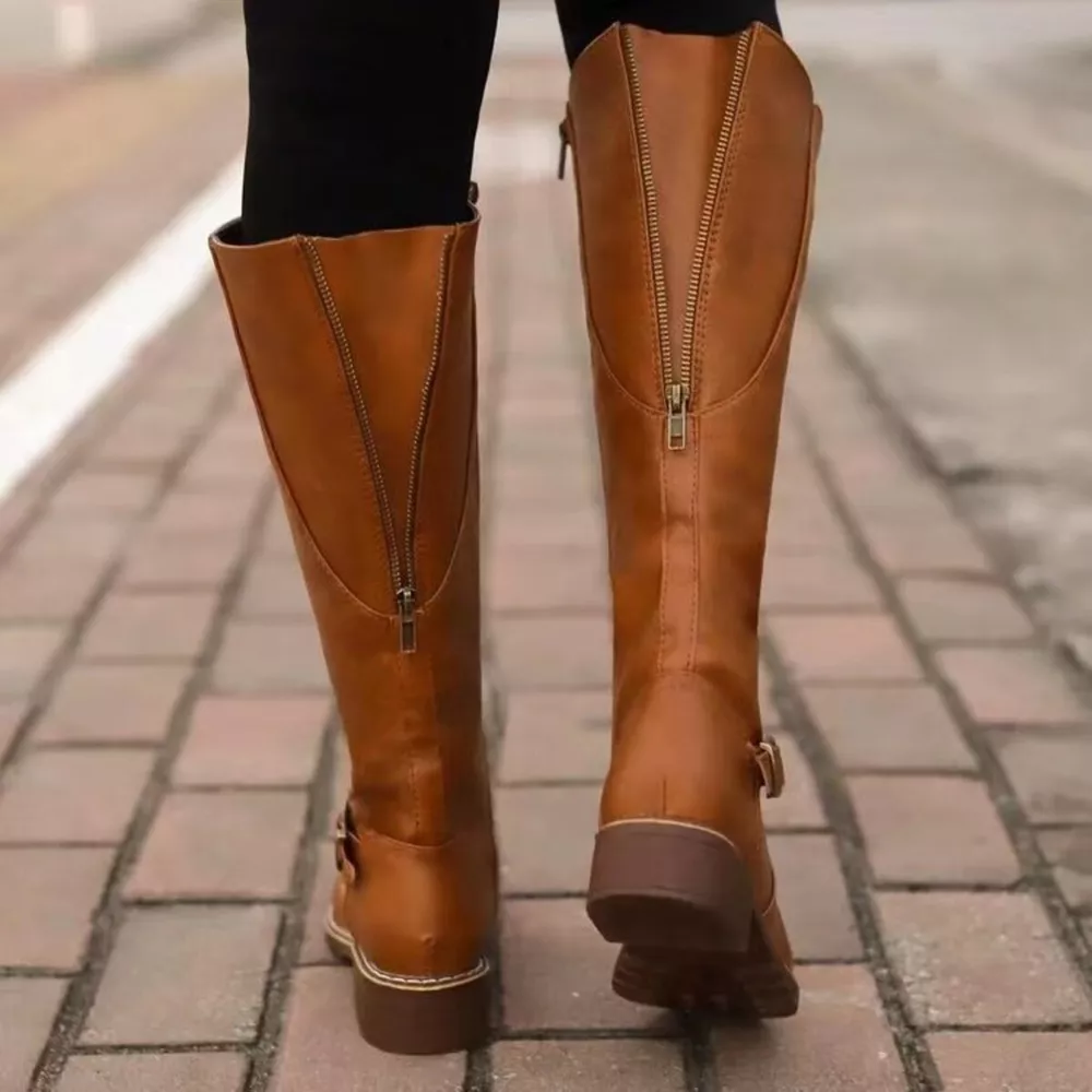 Round Toe Block Heels Boots, image 7